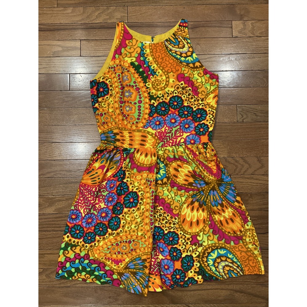Casa Fortaleza Old San Juan Linen Cotton Floral Paisley Dress Boho Tropical S